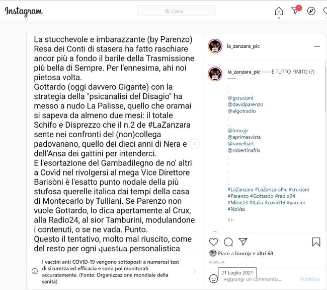 Zanzara pic Instagram