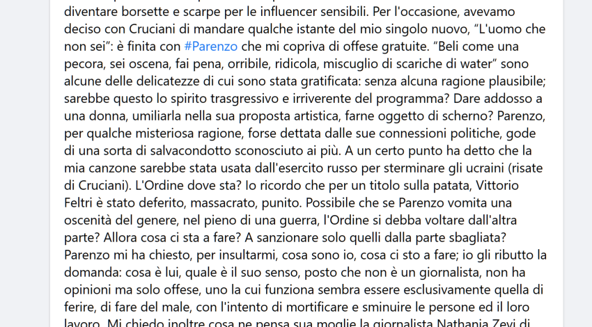 Daniela Martani su Facebook