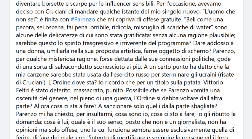 Daniela Martani su Facebook