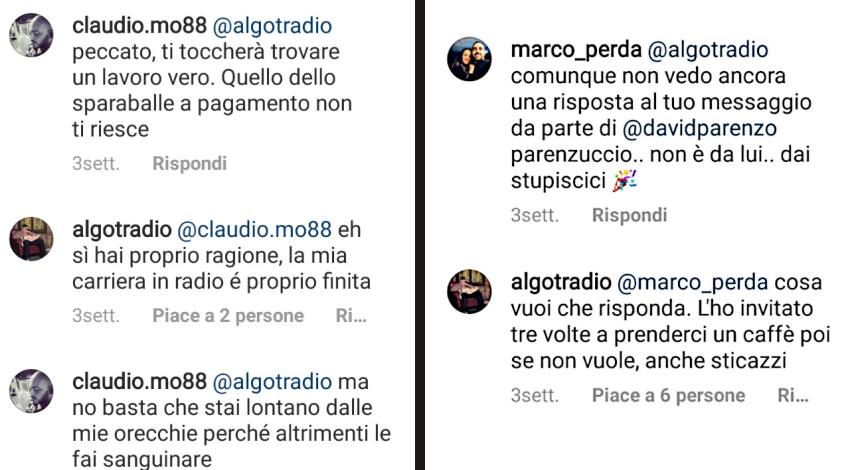 Instagram @davidparenzo  commenti del 14.6.2020